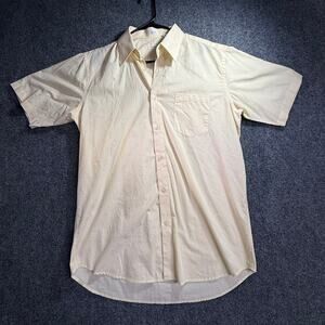Adolfo Men's Yellow Short Sleeve Button Up Cotton Dress Shirt Size Large